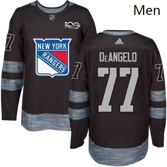 Mens Adidas New York Rangers 77 Anthony DeAngelo Premier Black 1917 2017 100th Anniversary NHL Jersey